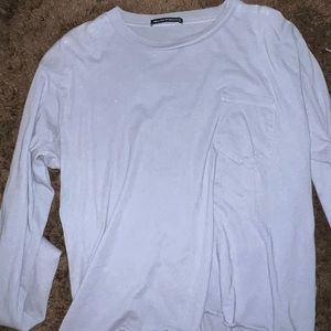 brandy melville blue cropped long sleeve with pocket one size fits all